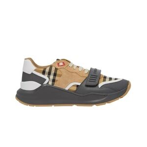 Burberry Tan and Black Plaid Sneakers